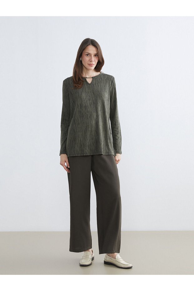 Trendlucky Women's Wide Leg Pants with Elastic Waist and Difference in Color