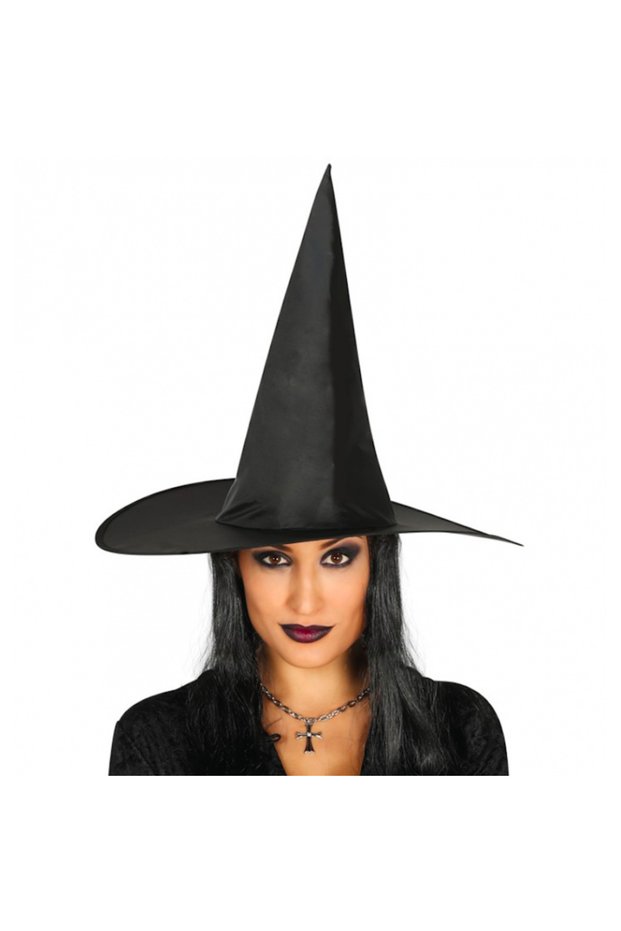 Adult Boy Black Witch Hat and Long Black Witch Wig