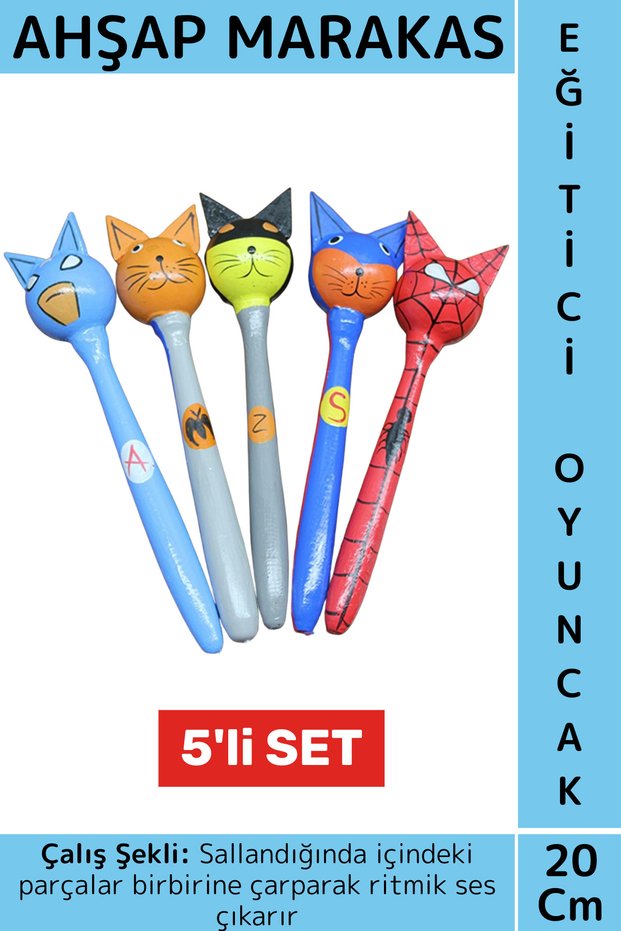 Special Design Young Adult Salsa Rhythm Children's Music Education Very Stylish Durable Wooden Maracas Set of 5