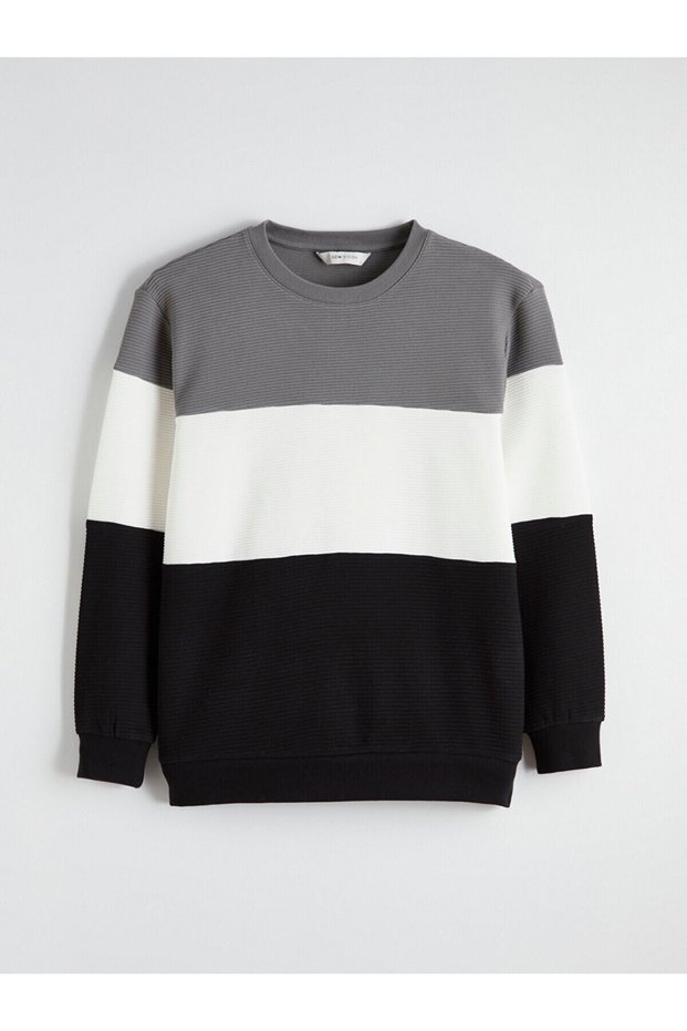 Rmz Clothing Seasonal Deals Anthracite Crew Neck Re Color Block Men's Sweatshirt