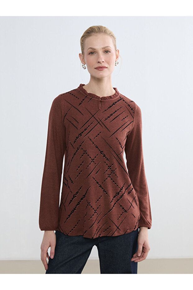 طاقم الرقبة منقوشة بلوزة - 1