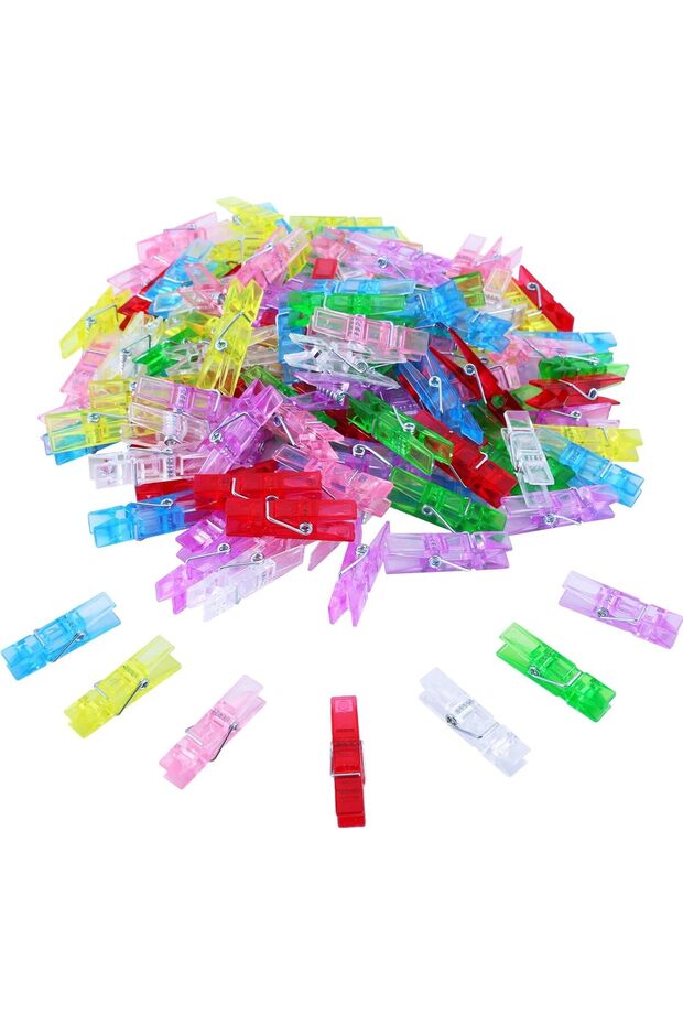 140 Pcs Plastic Mini Clothes Pins, 7 Colors, for Classroom Craft Decorative