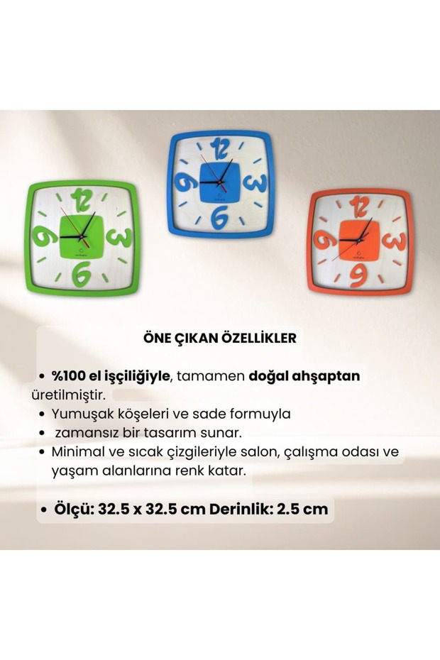 SOFT SQUARE CLOCK AHŞAP DUVAR SAATİ - 6