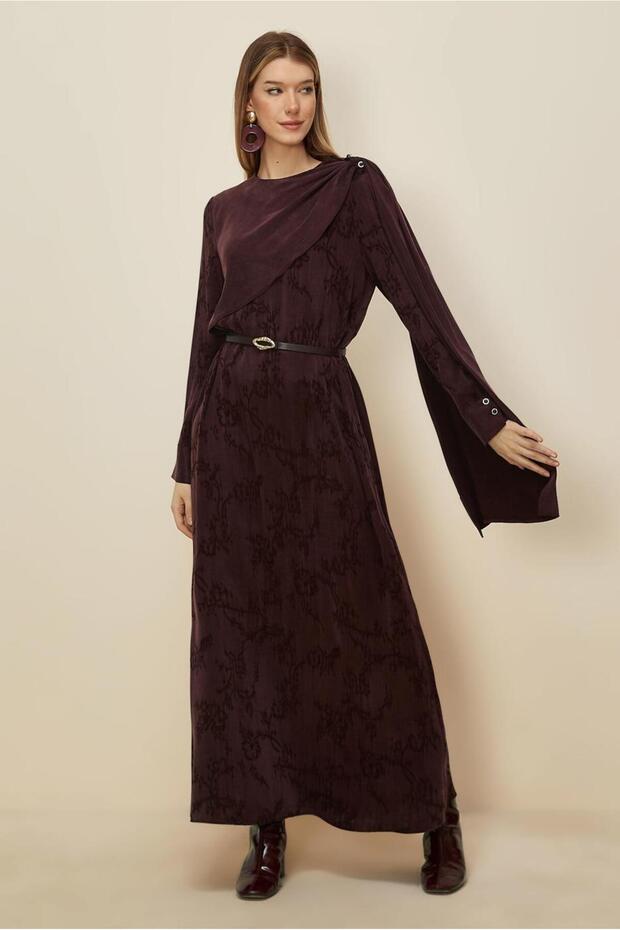 Belted Shawl Detail Dress 46112