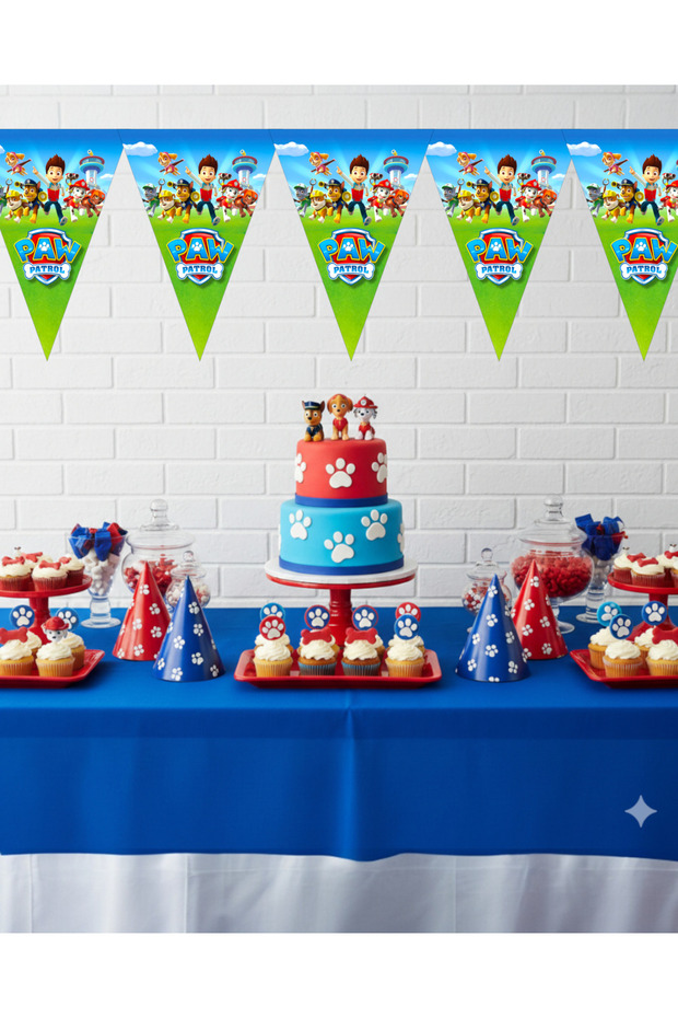 Paw Petrol Themed Birthday Banner Set – Triangle Flag Party Decor