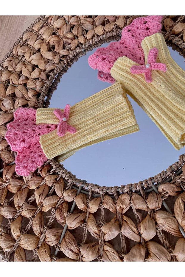 Vintage Örgü Dantel Eldiven , Bileklik - 1