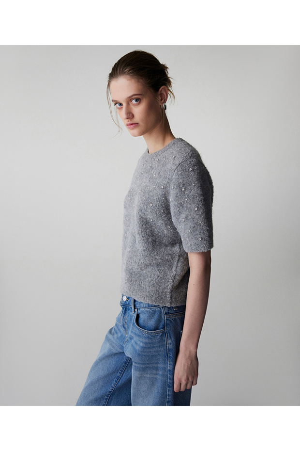 Strass taş aksesuarlı triko - 6