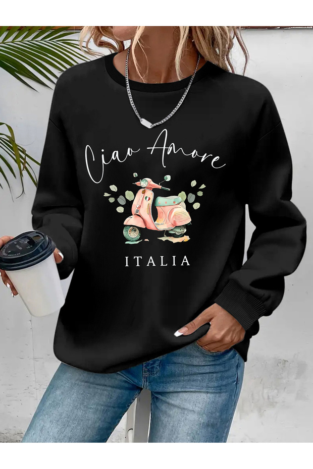 Women's Printed Crew Neck Comfortable Fit Women's Sweatshirt