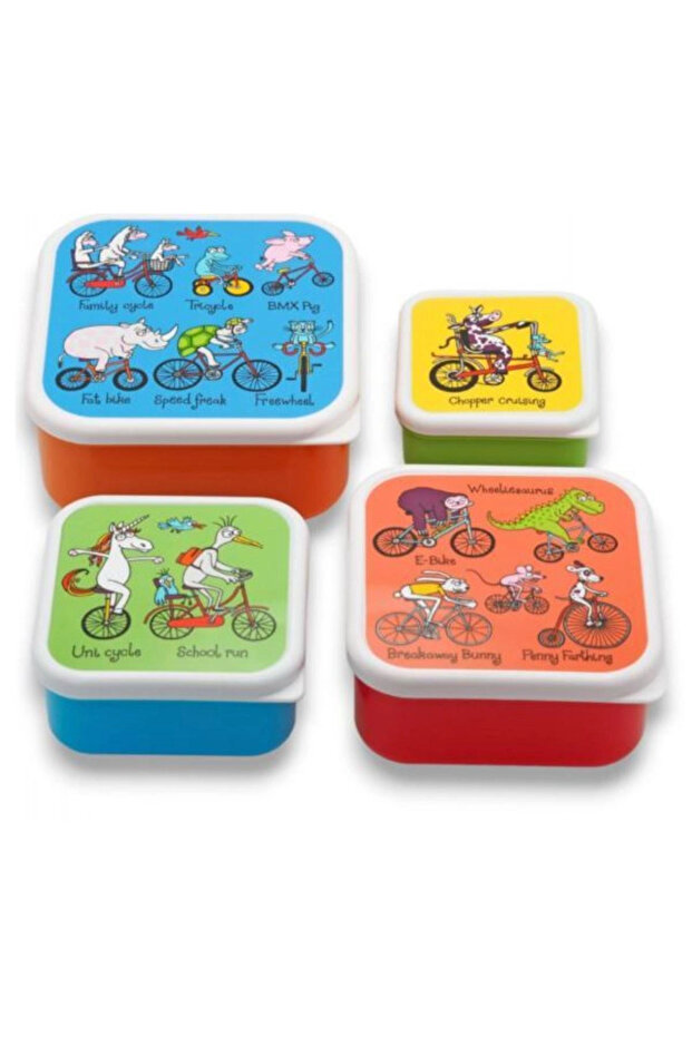 4-Piece Lunch Box - Animals on Bike