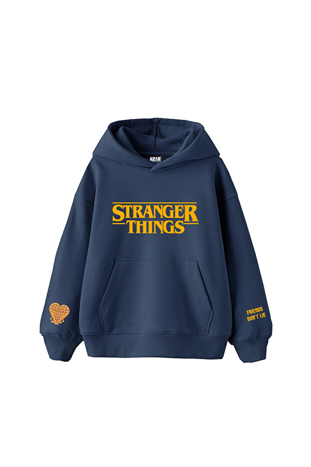 Friends Don'T Lie Printed Oversized Unisex Indigo Hoodie