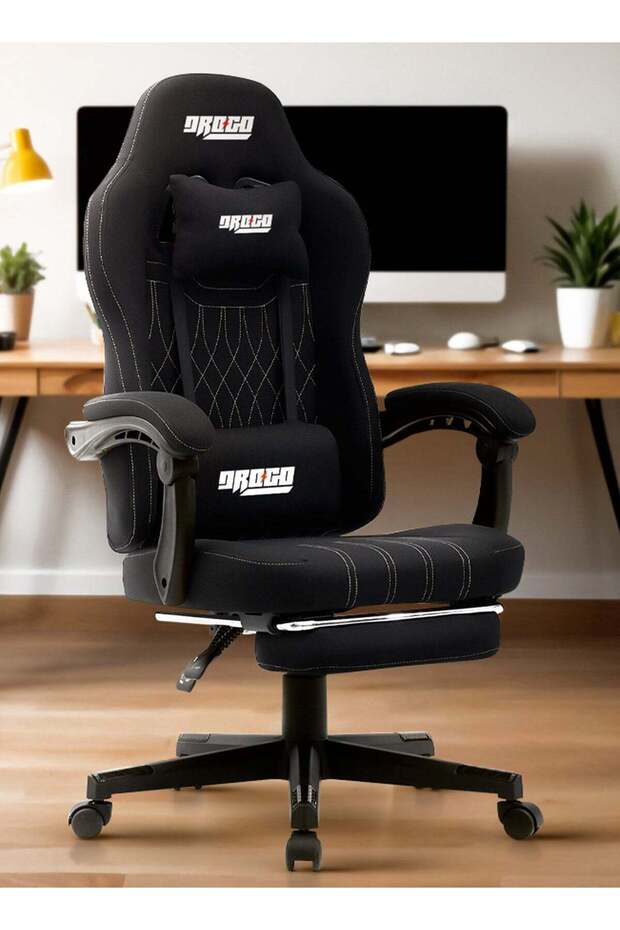 Ergonomic Gaming Chair with Footrest, Adjustable Armrest & Reclining Backrest