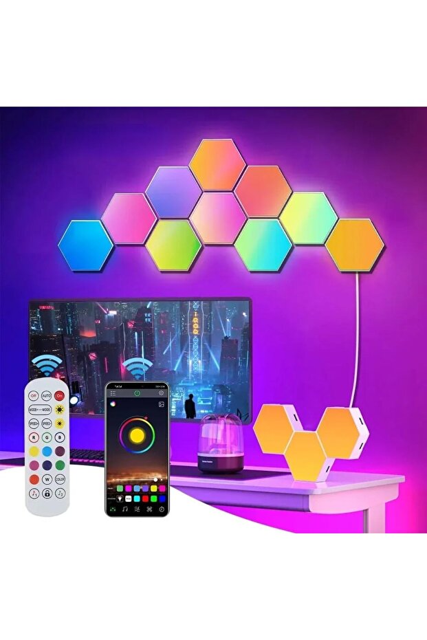 Bluetooth-enabled hexagonal lamp, smart LED night light with Bluetooth app remote control - 3