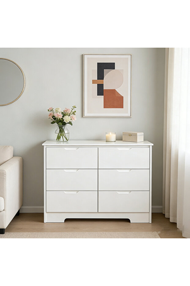 طاولة جانبية بيضاء عصرية - مزودة بمساحة تخزين - 5