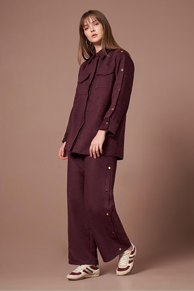 Women's Suede Suit Plum 31276