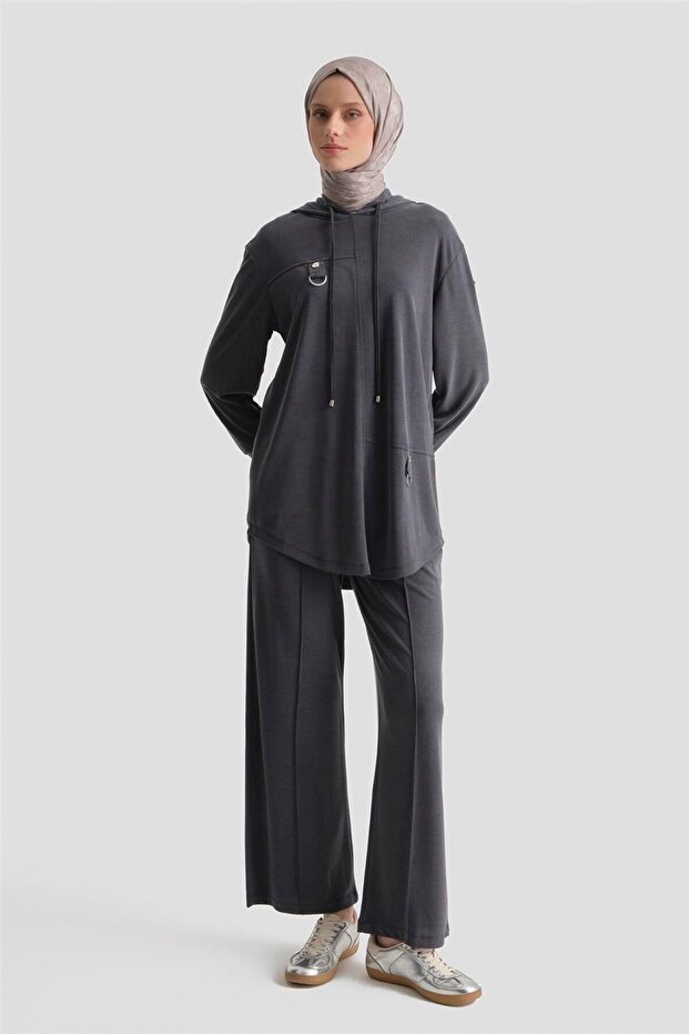 Hooded Knitted Suit 25Kd4386 Black