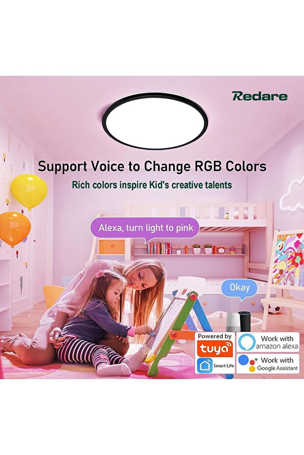 Alexa Bluetooth WiFi Smart LED Ceiling Light, 30cm, Dimmable Design, Ceiling Mount - 4
