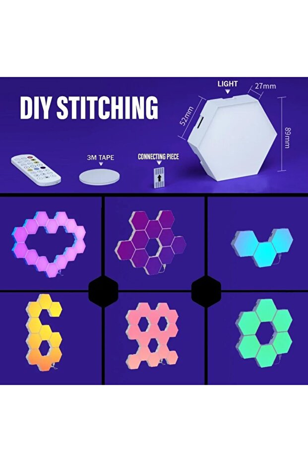 Bluetooth-enabled hexagonal lamp, smart LED night light with Bluetooth app remote control - 6