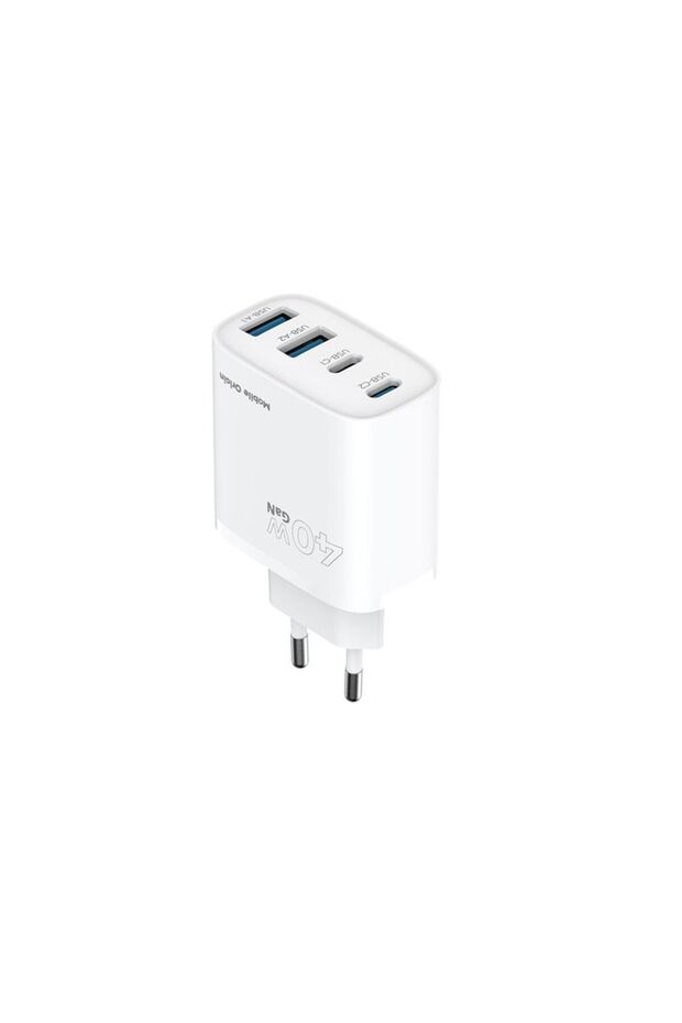 40W GaN Fast Charger, 2xUSB-C 2xUSB-A