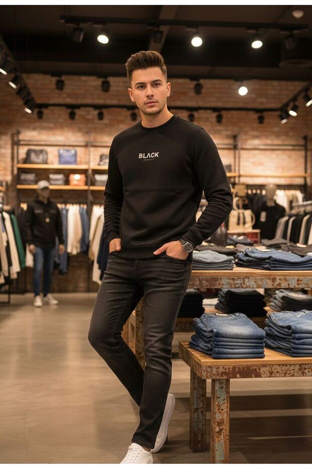 سترة كازاك بياقة دائرية سوداء - 2