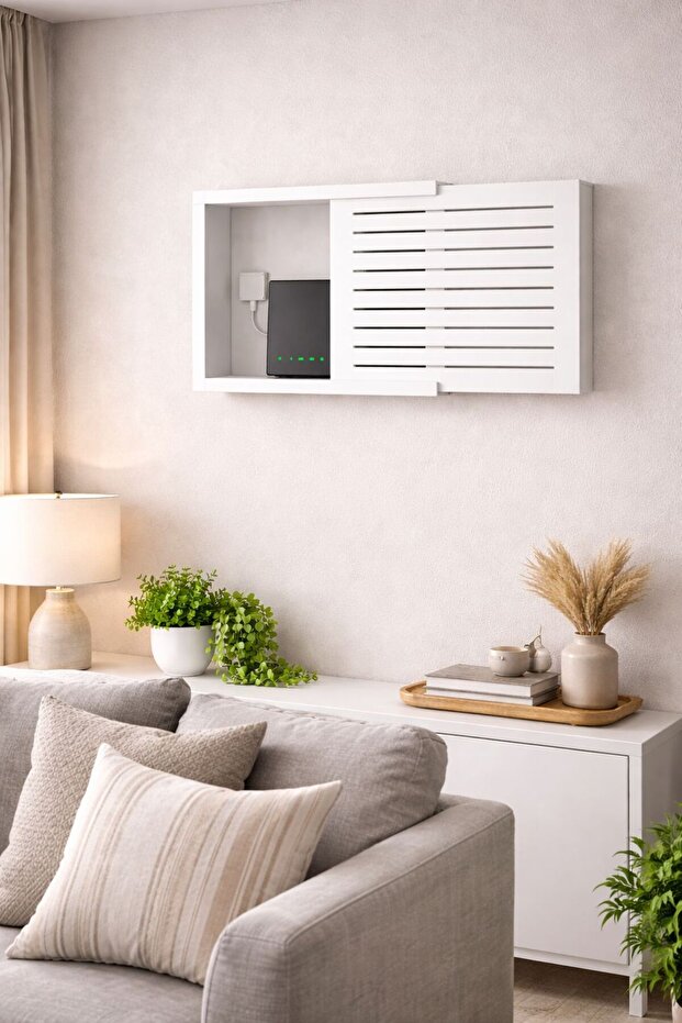 صندوق تخزين لمودم الواي فاي مع مقبس كهربائي - 4