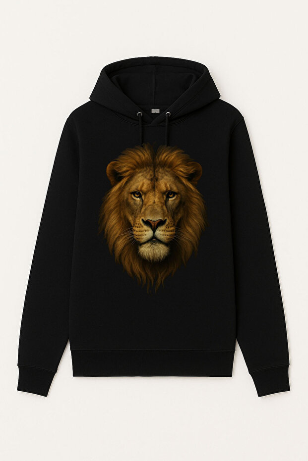 Aslan Lion Printed Black Hooded Sweatshirt Hoodie
