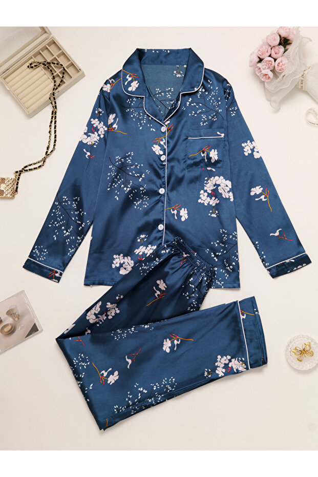 Women Graphic Print Long Sleeve Shirt and Pyjama Set
