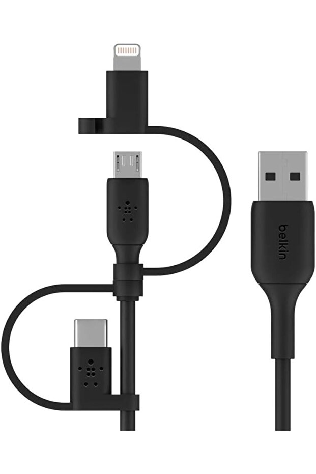 Universal Cable (3-in-1 USB-C, Lightning, Micro-USB Charging Cable) Charge Smartphones, Tablets, Pow