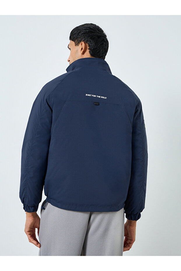 Men Navy Solid Zip-Up Regular Jacket - 6