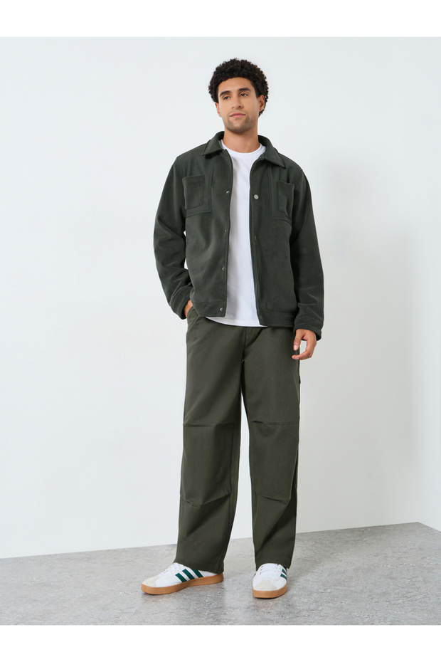 Men Oversized Fleece Button-Down Jacket - 2