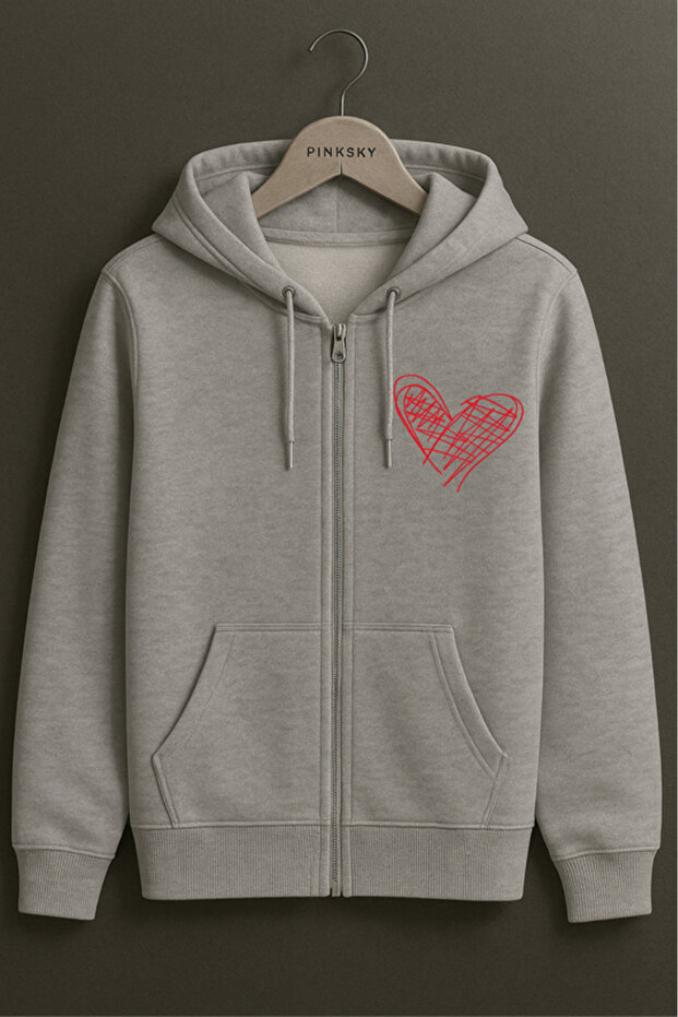Unisex Printed Zipper Hooded Sweatshirt