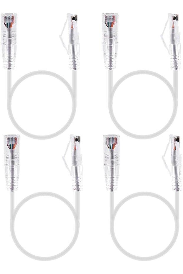 4PCS Cat6A Ethernet Cable, Snagless Short Shielded Network Cable, White (50 cm/1.64 ft)