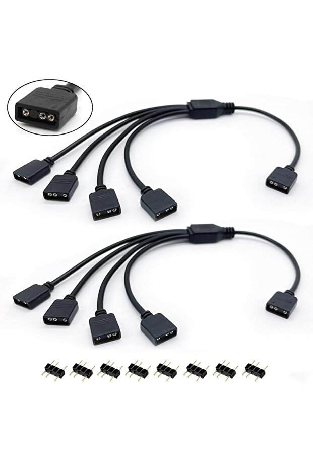 5V 3Pin Addressable RGB 1 to 4 Splitter Cable, Y-Shaped ARGB Fan Connector and Pc Led Strip Extensio