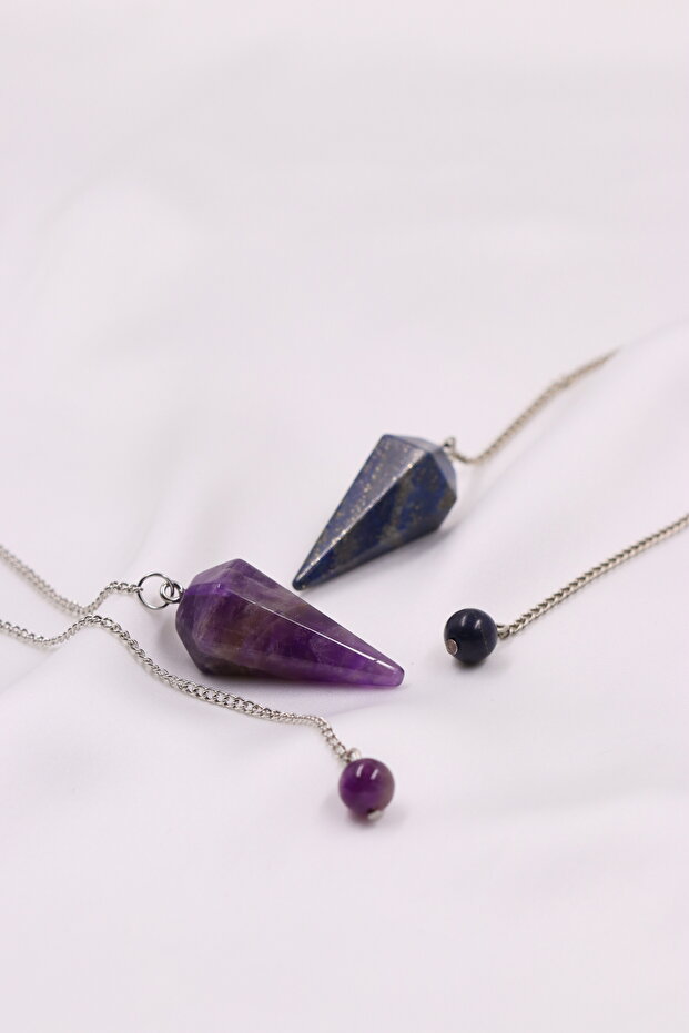 Natural Stone Lapis Lazuli Stone-Amethyst Stone Pandul Pendulum Set of 2