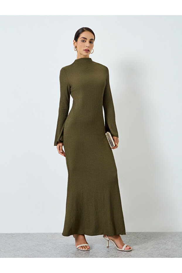 Women Dark Green Bodycon Maxi Jalabiya