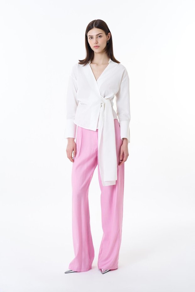 Double Breasted Blouse with Binding Detail Ecru