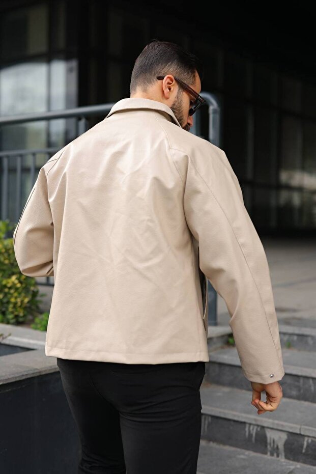 Premium Geniş Spatlı Oversize Carbon Deri Ceket - 2