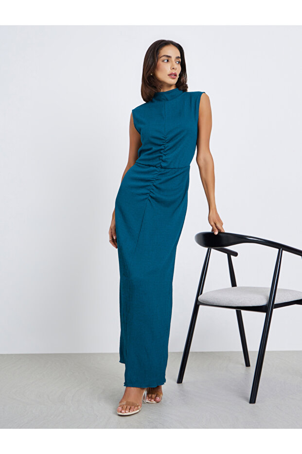 Women Teal Sleeveless A-Line Maxi Dress