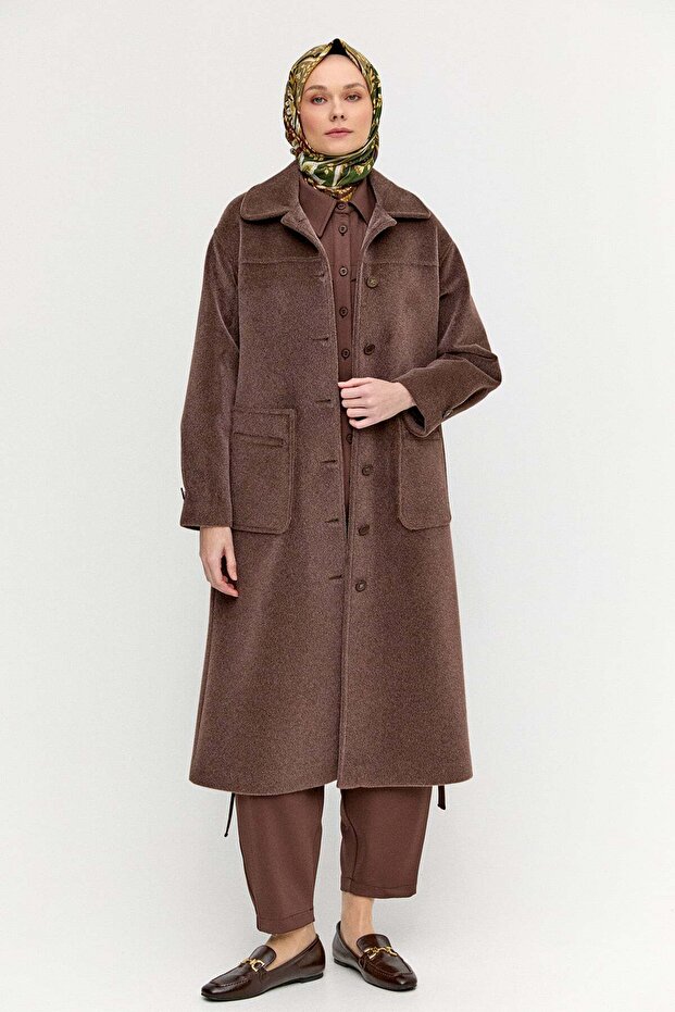 Kaşe Bebe Yaka Kaban - 1