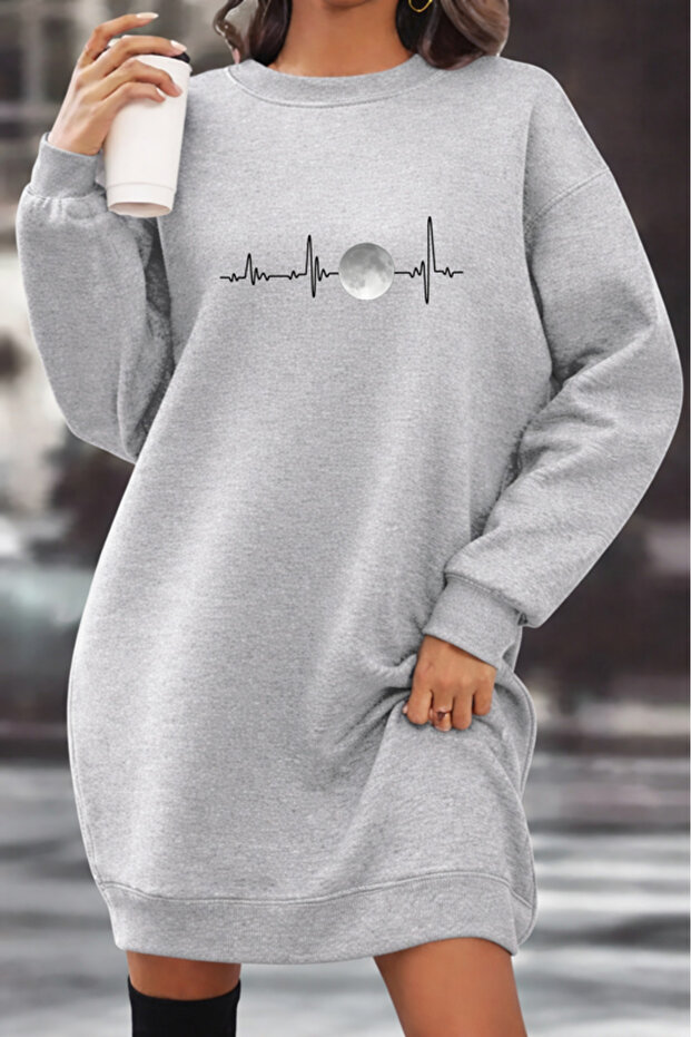 Unisex Printed Crew Neck Sweatshirt Dress