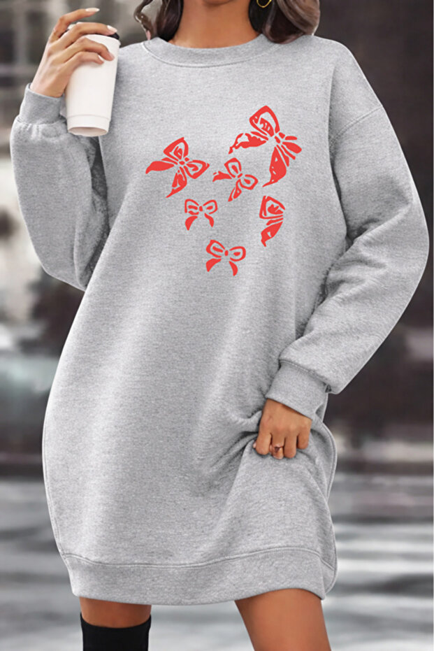 Unisex Printed Crew Neck Sweatshirt Dress