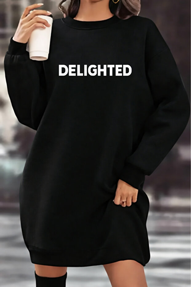 Unisex Printed Crew Neck Sweatshirt Dress