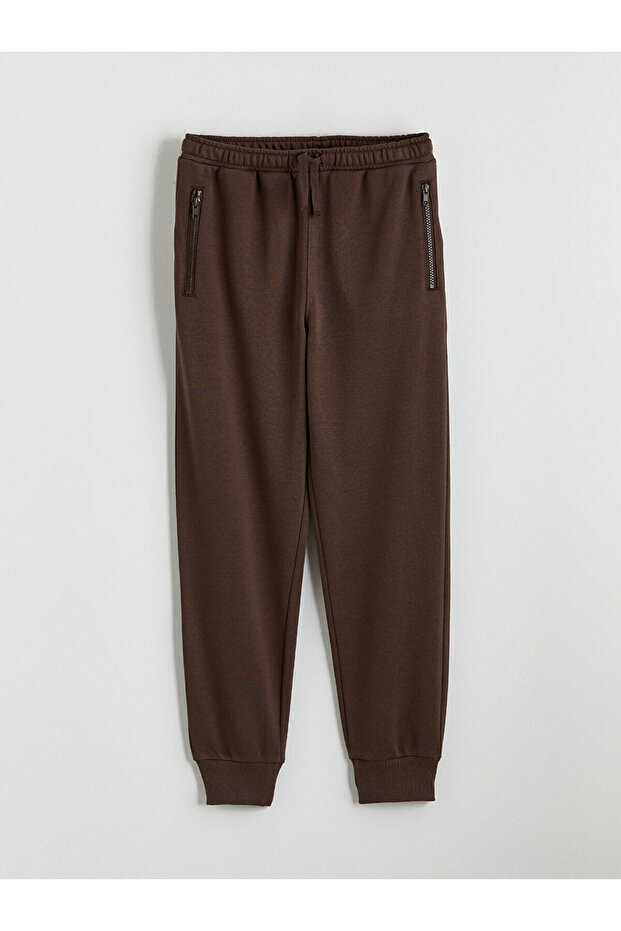 Brown Elastic Waist Boys Jogger Sweatpants