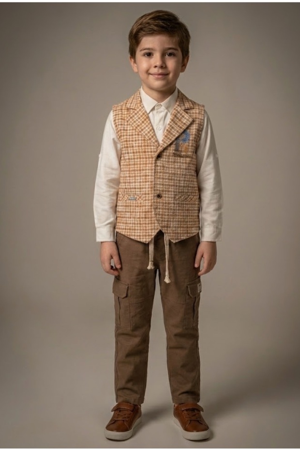 Smart Checkered Spring Set (Vest & Cargo Pants)