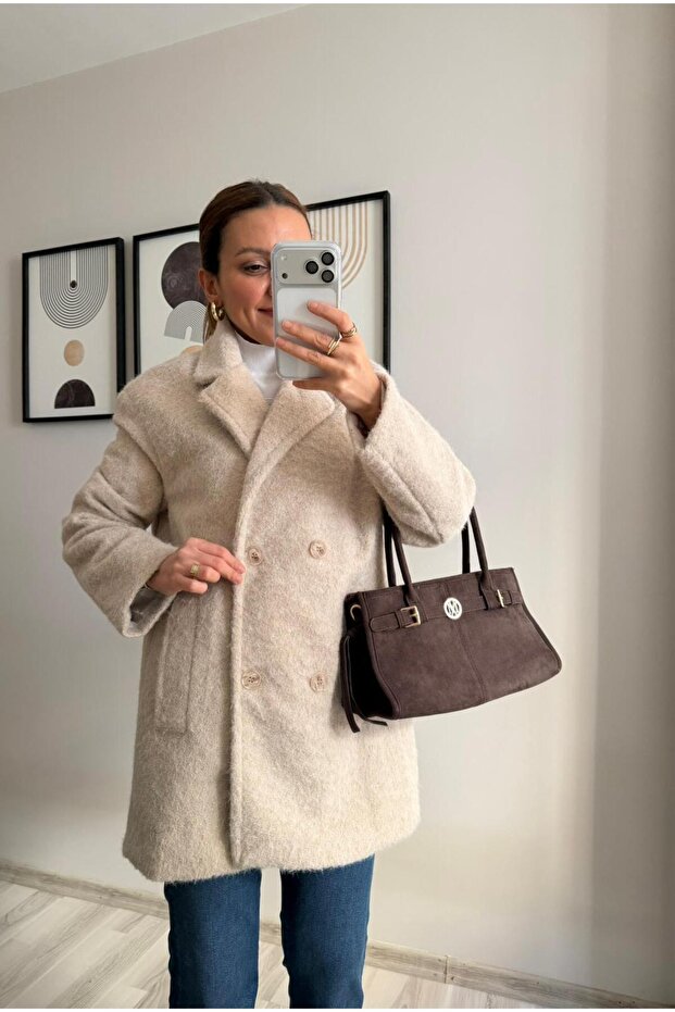 سترة بيج بأربعة أزرار - قصة فضفاضة - قطيفة مجعدة - 8