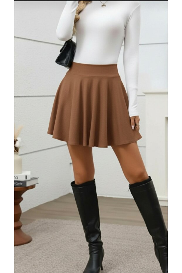 High Waist Super Stretchy Mini Flared Skirt