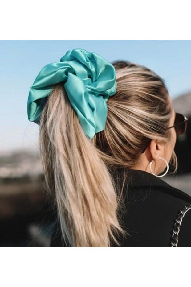 Women's Turquoise Color Large Size Rubber Buckle Hair Rubber Band Bagel Buckle Hair Accessory