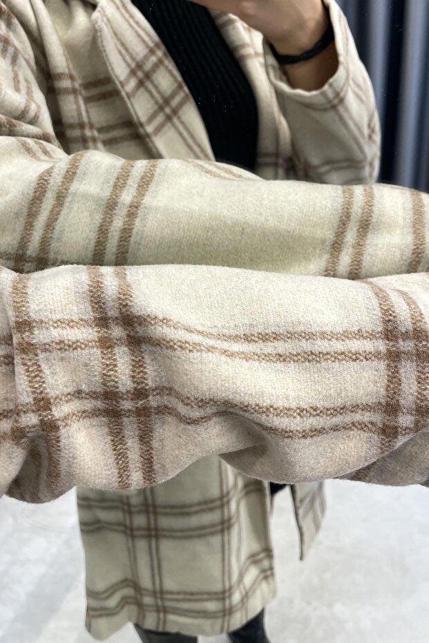 سترة منقوشة بزر واحد - بني فاتح بني فاتح - 3