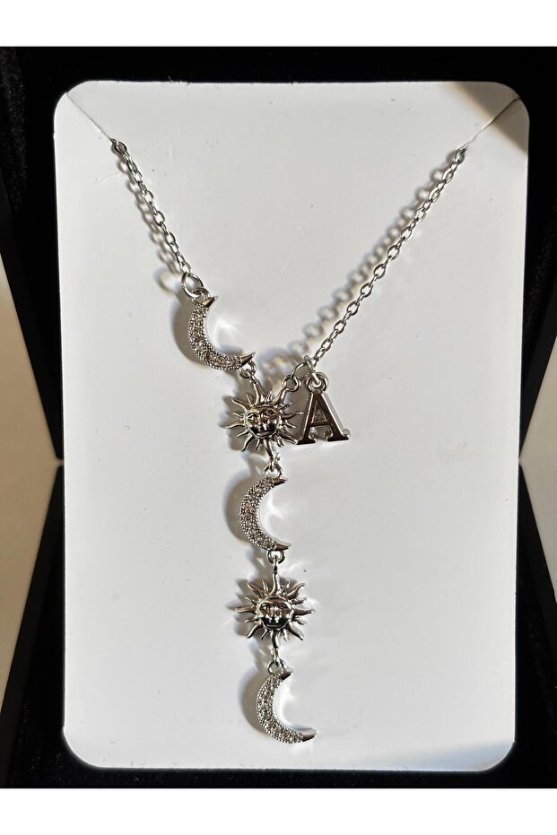 Steel Moon&Sun a Letter Women's Necklace