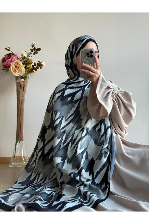 شال بنمط الحمار الوحشي-أسود - 1