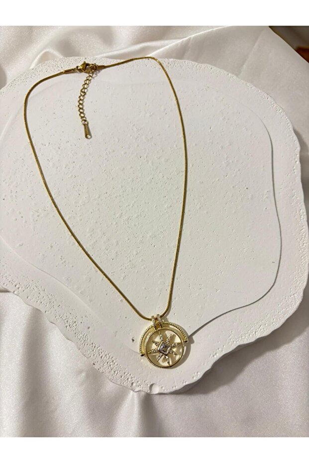 Gold Pusula Model Kolye - 1